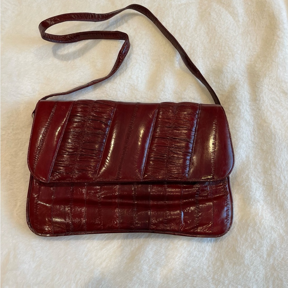 Vintage, Eel bag. All eel out side, leather suede inside.